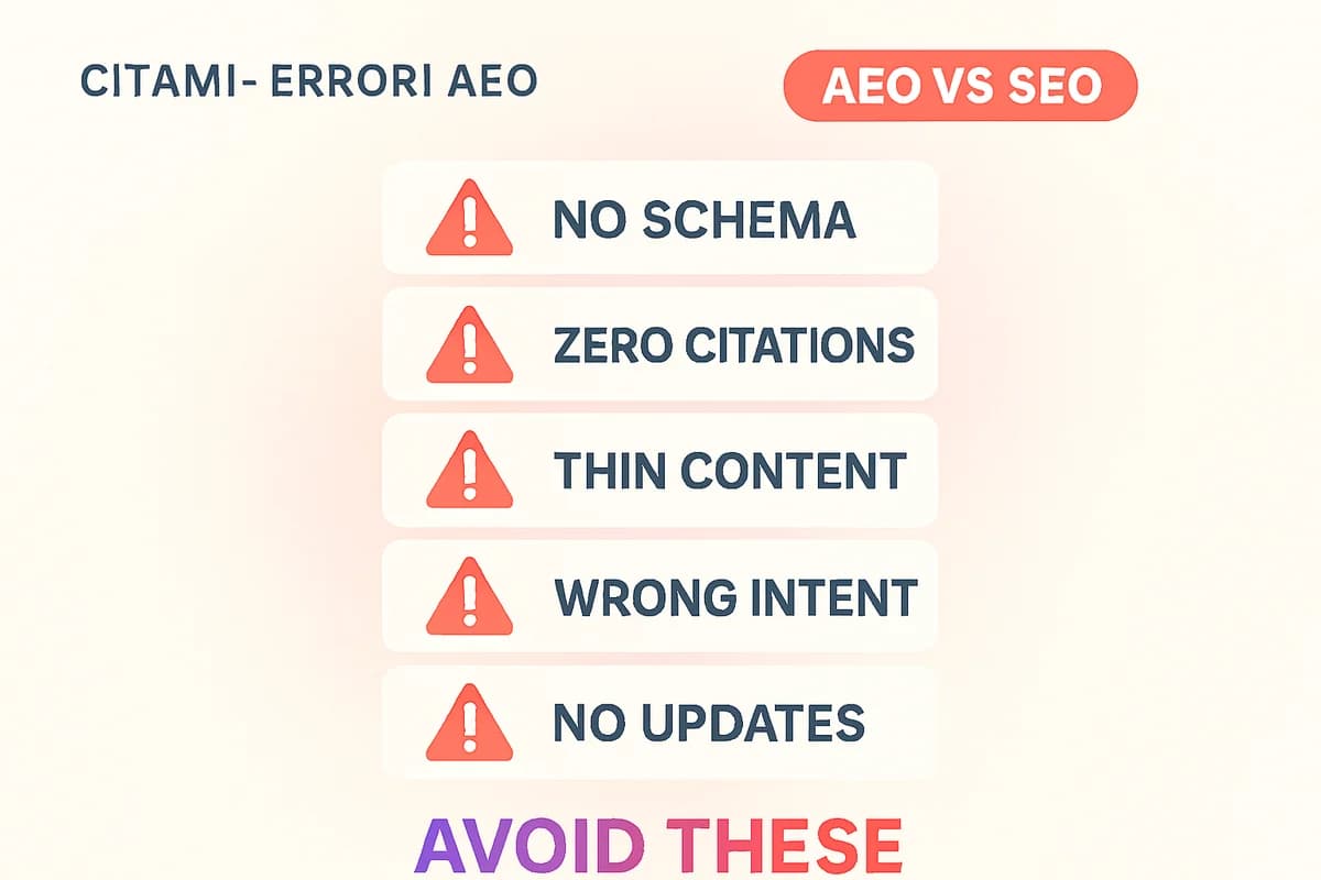 AEO vs SEO nel 2026: la guida definitiva (dati verificati) — gli errori comuni
