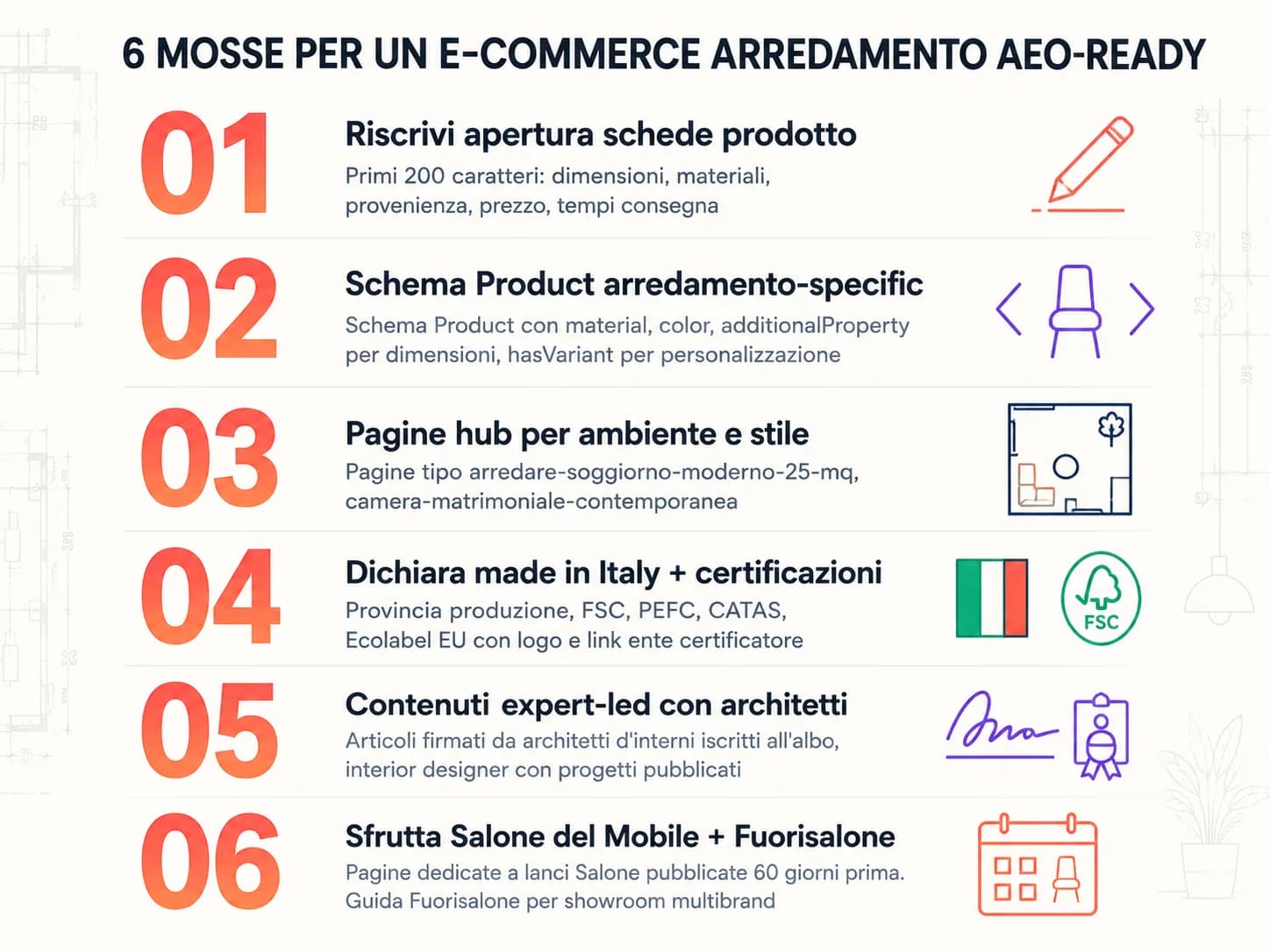 Le sei mosse operative per un e-commerce arredamento AEO-ready