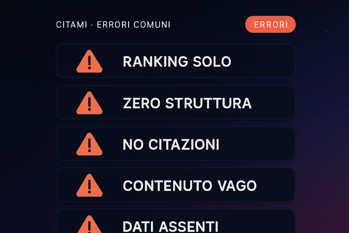 Come costruire contenuti che l'AI cita davvero: playbook verificato da 50+ test — gli errori comuni