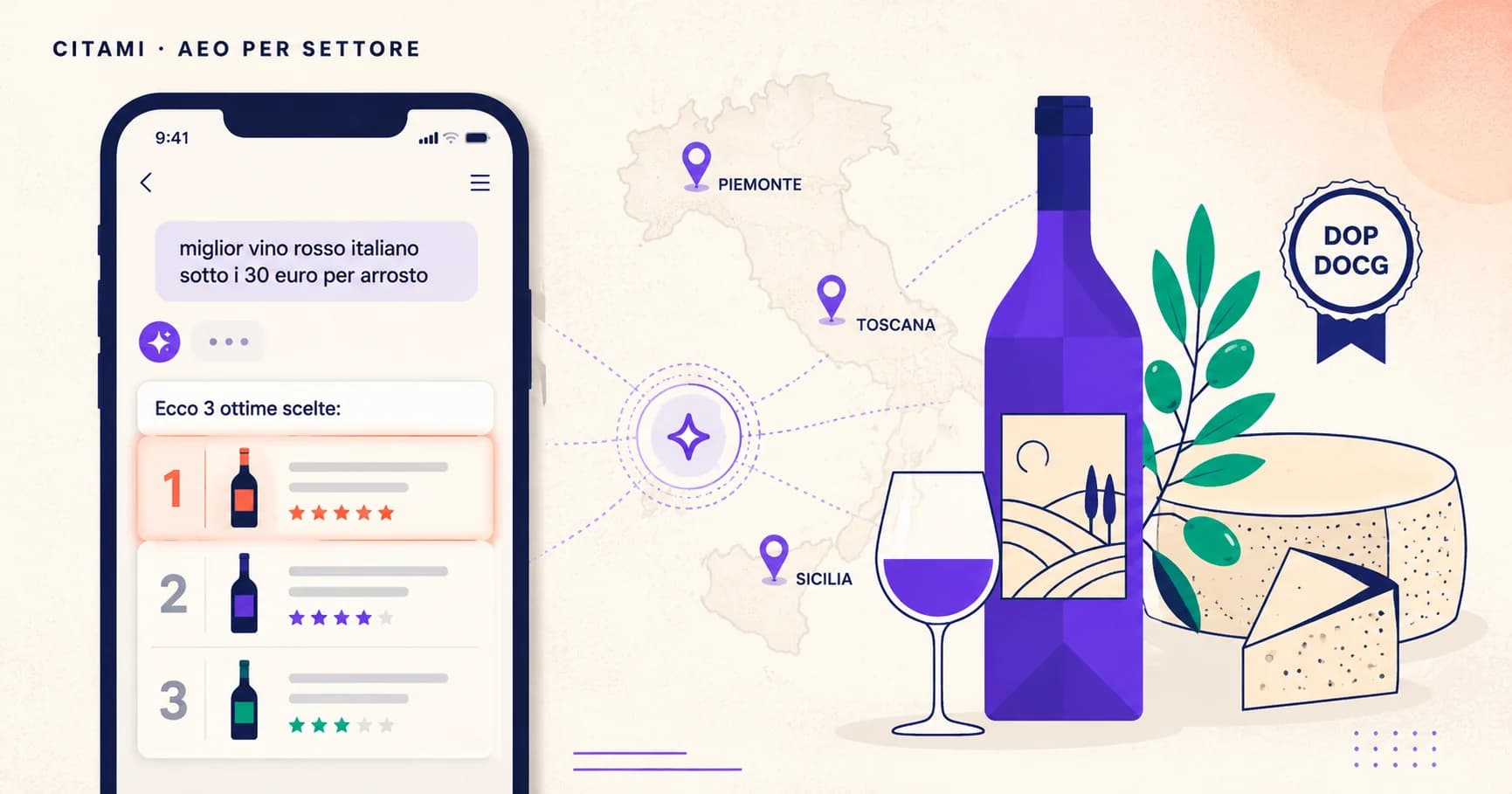 AEO per e-commerce enogastronomia: farsi citare da ChatGPT quando i clienti cercano vini, oli e prodotti tipici italiani