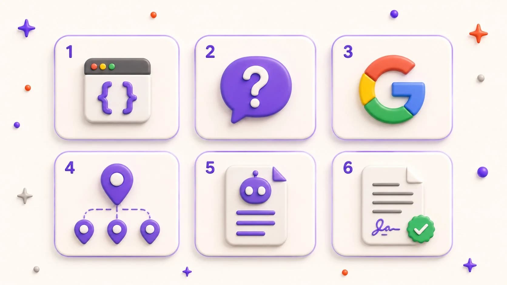 Le sei mosse operative per essere citati dall'AI: schema markup, FAQ con risposte dirette, Google Business Profile completo, NAP coerente, file llms.txt, contenuti firmati dal Direttore Sanitario
