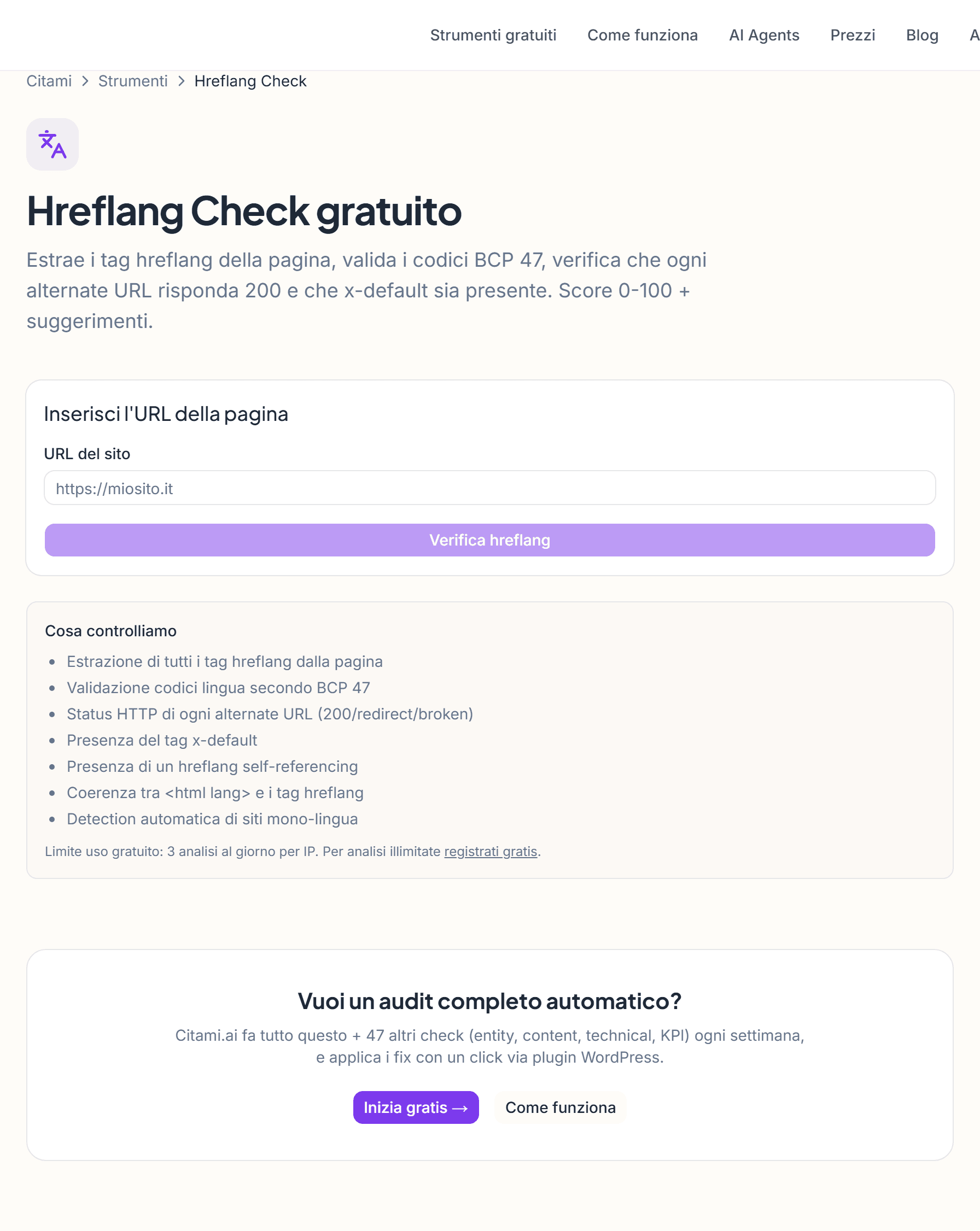 Lo strumento Hreflang Check